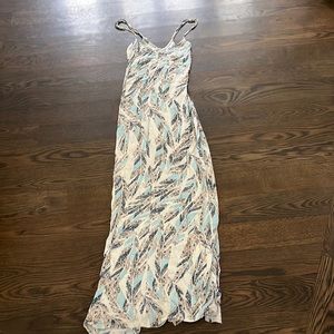 Love Stitch Maxi Dress - M/L Flowy Breezy Boho Tropical Natural Print
